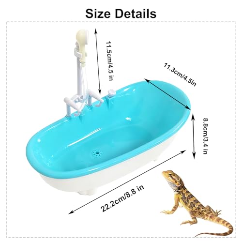 Bearded Dragon Pool with Faucet, Mini Reptile Bath Tub Accessories | Gentle circulating water flow for soaking and hydration designed for young bearded dragons geckos lizards and small reptiles