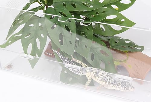 Reptile Fake Plants Terrarium Decor Leopard Gecko Bearded Dragon - color: Fake Swiss Cheese Plants