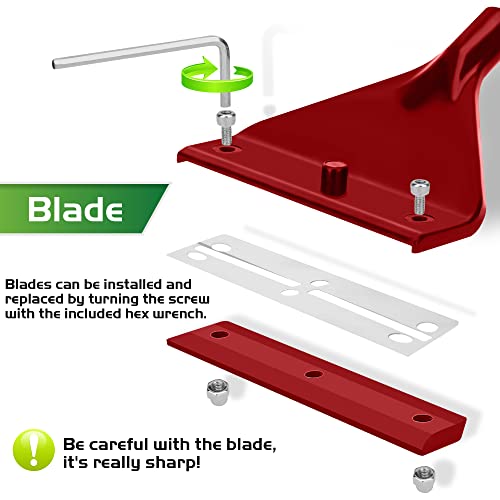 24.5’’ Professional Algae Scraper, Aquarium Blade Cleaner with 10 Pcs Replaceable Blades Stubborn Algae, Suitable for Water Tank Size Above 30 Gallons - color: Red, size: L