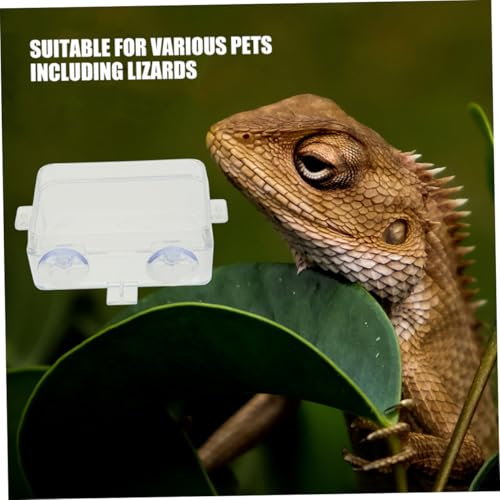 HANABASS Water Bowl Suction Cup Reptile Feeder Bowl Gecko Feeding Snake Water Dish Escape Design - color: Transparent, size: 9.00X6.00X3.50CM