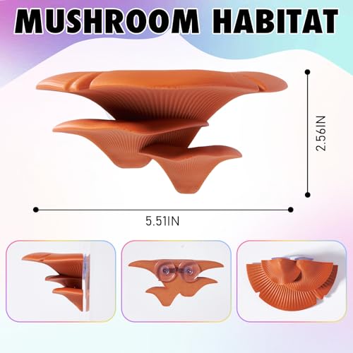 Mushroom Reptile Tank Decor, Mushroom Climbing and Resting Platform Habitat for Tree Frog Terrarium, Reptile Ledge for Leopard Gecko, Lizards, Fish, Turtle, Hermit Crab (Brown) - color: Brown