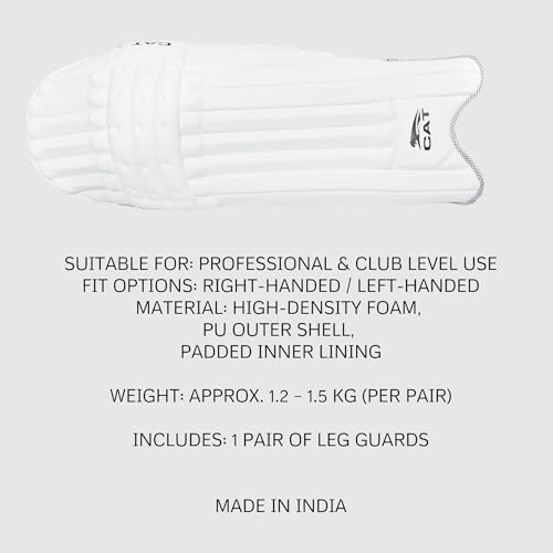 Titan Sports Professional Cricket Leg Guards for Adults Red/White | Lightweight, Match-Ready Pads | Right/Left Handed Options - color: Full White
