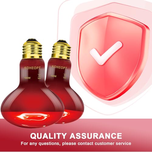 Infrared Heat Lamp 100W,(2 Pack) Reptile Heat Emitter Infrared Basking Spot Light, Reptile Pets Brooder Use,Red Heat Lamp for Chickens、Lizards、Snakes、Turtles