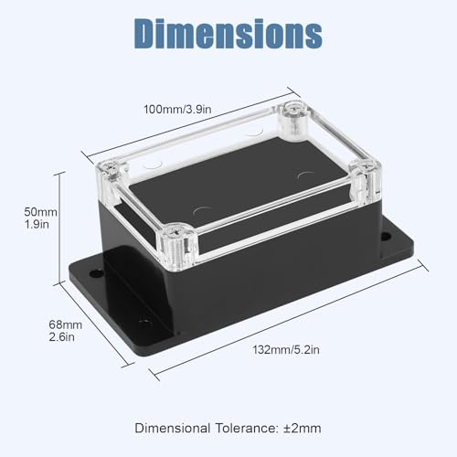 Junction Box with Clear Cover IP65 Waterproof ABS Plastic Universal Project Box with Fixed Ear, Black 3.9"x 2.6"x 1.9"(100x68x50mm)(Pack of 2) - color: 2 packs, size: 3.9"x 2.6"x 1.9"