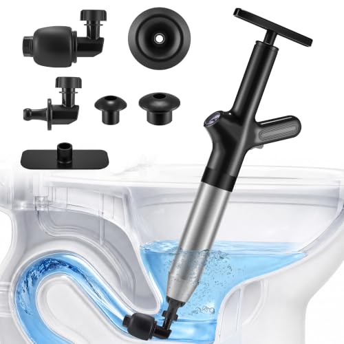 ZUAMEGUSink Plunger for Toilet & Shower – High Pressure Drain | Unclog kitchen sink, bathtub & shower drains in seconds. Includes storage pouch & wall-mount hanger. Black/Gray.
