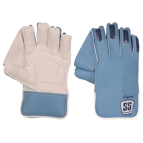 SS Legend Premium Cricket Wicket Keeping Gloves ' Mens Size, (Red, Blue, Silver, Black Color Options) - style: SKY BLUE