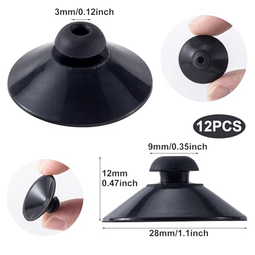 OIIKI 12PCS Fish Tank Suction Cup Clips for Aquarium, Black, 1.1×0.47 in | Suction Cup Camp Clips for Fish Tank Attachments for Tank Pump, Overhead Line Tube, Fish Tank Aeration Setup - color: Black,12pcs