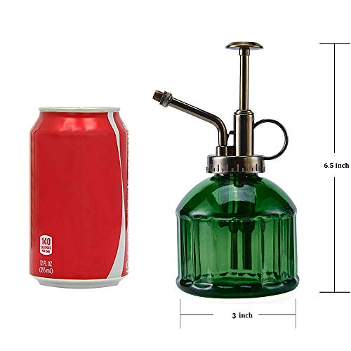 Glass Plant Mister Spray Bottle, Vintage Plant Spritzer Sprayer Mister, Succulent Watering Bottle with Top Pump, Small Glass Watering Can for Indoor Outdoor Houseplant - Dark Green - color: Dark Green
