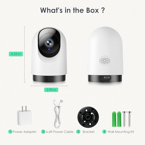 YOTON Indoor Security Camera 4pcs, 2K 360° Wi-Fi Baby Monitor & Pet Camera w/Motion Tracking, 2-Way Audio, Night Vision, SD/Cloud, Compatible with Alexa & Google Home, 2.4/5GHz - size: 4-pack