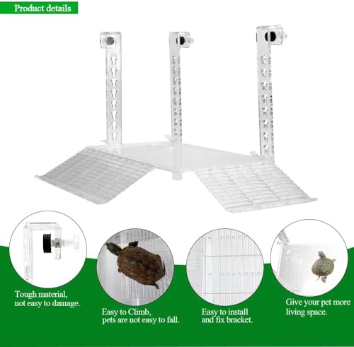 RUIAN Transparent Turtle Basking Platform Hanging Turtle Ramp, Resting Terrace for Turtles Tank Aquarium (30 * 18cm)