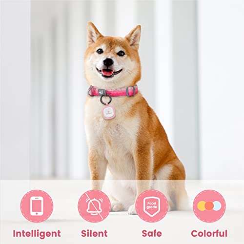 Pawaii Dog ID Tag, Silent Silicone QR Code Tag, Scan Alerts, No App, 1 Pack | Updatable online profile, emergency contacts, no subscription, lost pet recovery, collar friendly, lightweight wear - color: Pink