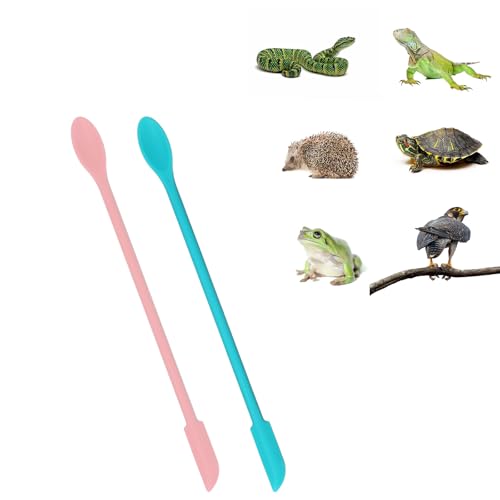 2 Pcs Reptile Spoon, Crested Gecko Food Mixing Spoon Long Handle Feeding Tool Crested Gecko Tank Accessories for Lizard Gargoyle Bearded Dragon