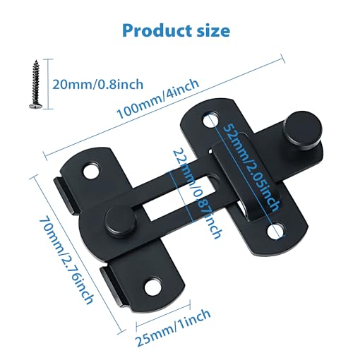 Alise 4 inch Black SUS304 Stainless Steel Gate Latches for Barn Door | Heavy Duty Gate Hardware ,Security Flip Latch,Anti-theft Latch,Safety Door Lock for Barn Wood Fence Sliding French Door