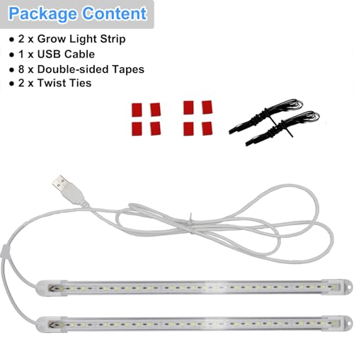 LED Grow Light Strip for Indoor Plants, Full Spectrum Sunlike Plant Lights Growing Lamps for Hydroponics Succulent Veg and Flowers (Not Includes Adapter) - 2 Packs - size: 2-pack
