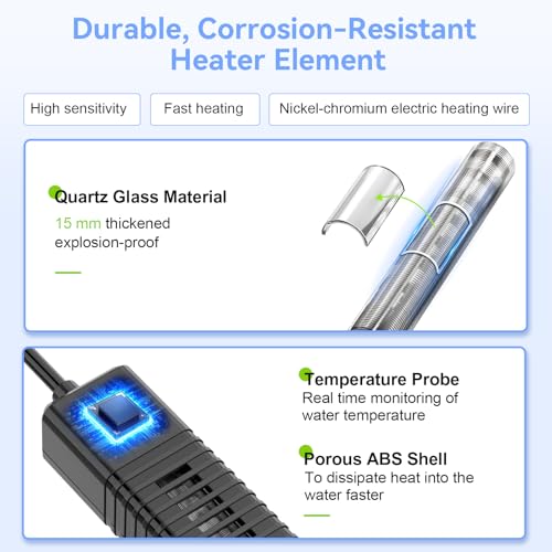 hygger Nano Submersible Aquarium Heater for 3-8 Gallon Fish Tank Betta Heater with Digital Display, Adjustable Temperature Controller 30Watt