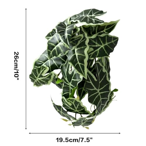 Reptile Plants for Terrarium, Artificial Hanging Plastic Plants with Suction Cups,Amphibian Tank Habitat Decor fit for Bearded Dragons Chameleon Lizards Snake 2Pack (J) - color: J