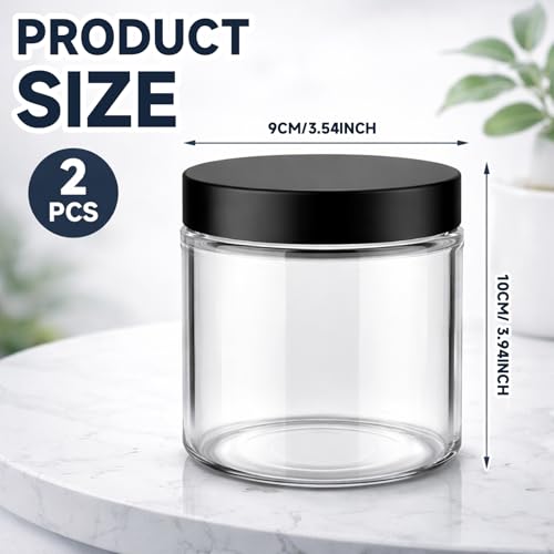 2 Pack Large Specimen Jars, 17oz Capacity, Sample Jars with Lids, Soda-Lime Glass, Wide Opening with Foam Lined Cap, Airtight and Leak-Proof
