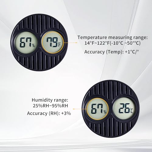 CIGAROL Mini Digital Hygrometer & Thermometer for Humidors — Indoor/Outdoor Temperature & Humidity Gauge for Greenhouse, Incubator, Reptile Terrarium & Jars, °F/°C(Pack of 1)