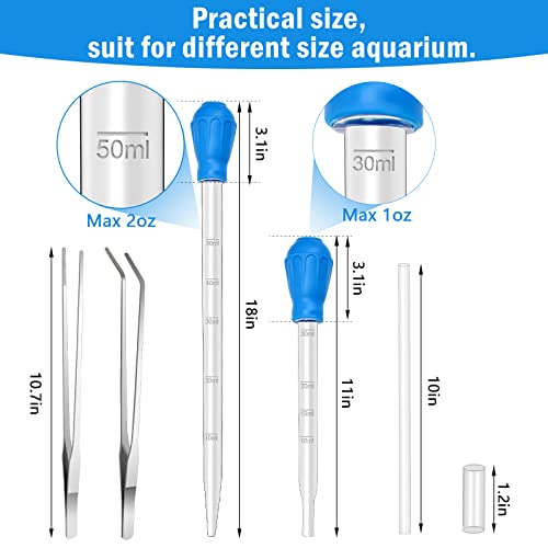 5In1 Aquarium Coral Feeder Kit, Droppers, Straight/Curved Tweezers, Silver | Coral Feeder Kit 60ml And 30ml Droppers, Extender Pipe, Straight And Curved Tweezers, For Reef Feeding And Aquarium Cleaning - color: Silver