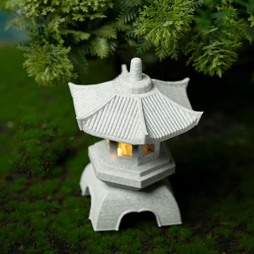 Japanese Pagoda LED Lamp Statue Figurine, LED Lantern Pagoda Statue Figurines for Home Table Decor - Style C - style: Style C
