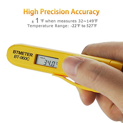 Mini Digital Infrared Thermometer - BTMETER BT-960C Temperature Pen with Pocket Clip Instant Read to 527℉ Auto Off for Meat Candy Cooking Food Grill Kitchen BBQ Candy Wine(NOT for Human Temp) - color: BT-960C 1 PACK (Yellow)