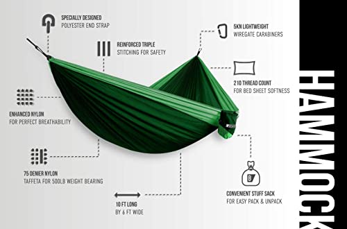 Double Hammock by Bear Butt - color: Dark Green / Light Green
