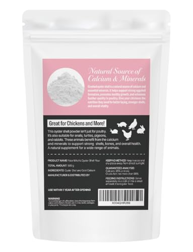 NICE WITCH'S Oyster Shell Flour 1.1 lb (500 g) – Finely Ground Calcium for Chickens, Ducks, Birds, Reptiles, Amphibians & More – Natural Source of Calcium | Korean Oyster Shell Powder/굴껍질 가루