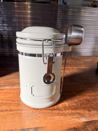 PRINCE G Airtight Coffee Canister, Light-Blocking Stainless Steel Coffee Storage Container with Scoop, 260g Coffee Bean Storage Jar, Beige - color: Beige