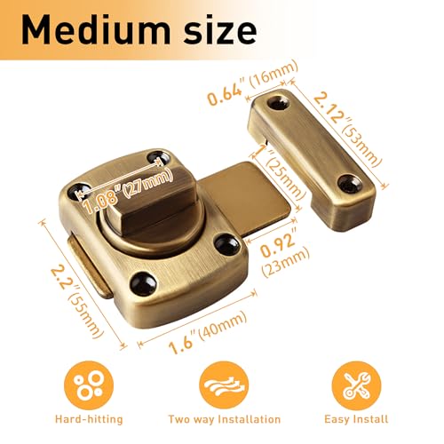 Alise Slide Bolt Latches,Medium Size Double Sided Rotate Lock for Cabinet | Rotary Switch Lock,Bronze Heavy-Duty Gate Latch For Shed Door, Pet House,Wardrobe - color: Oil Rubbed Bronze, size: Medium Size