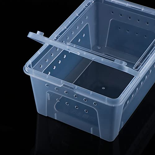 2 Pack Reptile Box Escape-Proof Breeding House Portable Reptile Terrarium Habitat for Reptile Crickets Snails Hermit Crabs Baby Tortoise Snakes Tarantulas Geckos Frogs Lizards (S and L)