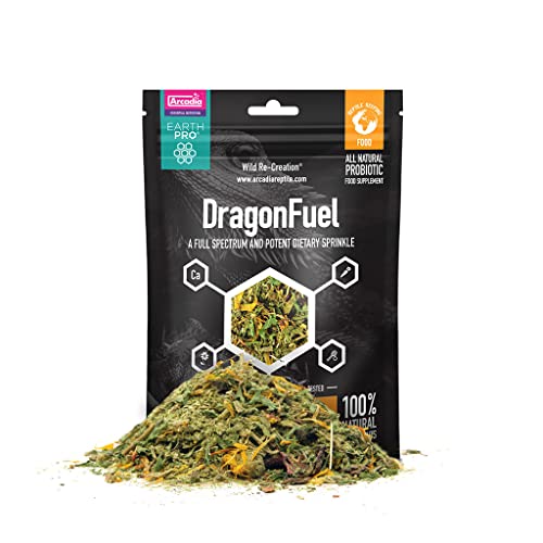 Arcadia EarthPro DragonFuel Botanical Bearded Dragon Food Sprinkle 125g – All-Natural Reptile Food Topper with Bee Pollen, Probiotics and Whole Leaf Plants, Supplementary Diet for Uromastyx and Iguana