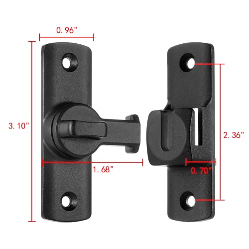 Black Barn Door Latches,90/180 Degree Gate Lock_D | Aluminum Alloy Right Angle Door Lock Latch,Flip Gate Latches Hardware,Sliding Door Lock for Cabinets,Fence Gates,Pet Cage - color: Black