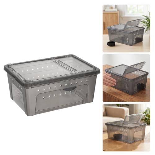 VICASKY Plastic Reptile Carrier Box with Efficient Ventilation System and Safe Construction, for Gecko and Lizard Housing, Portable Snake and Spider Habitat Enclosure,