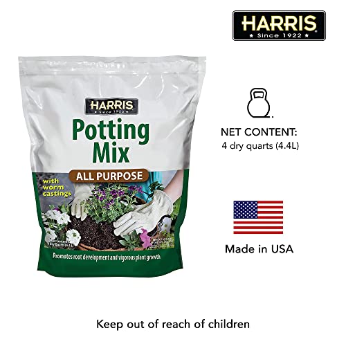 Harris All Purpose Premium Potting Soil Mix with Worm Castings and Other Nutrients, 4 Quarts - size: 4 Quart