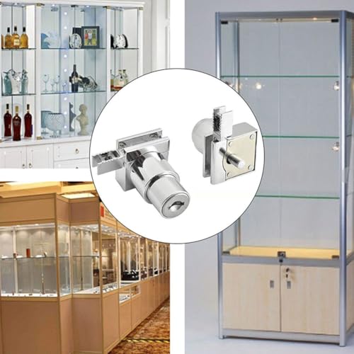 Sliding Glass Door Lock Set with Keys for Display Cabinet or Terrarium,Zinc Alloy Construction,Rust-Resistant,for 5-8mm Glass,Silver,Pack of 4