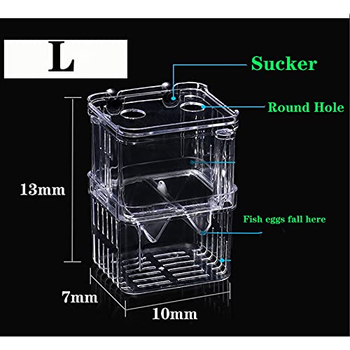 Still Awake Aquarium Fish Breeder Box Plastic Fish Isolation Breeding Box Hatching Incubator Box for Baby Fish Shrimp Clownfish Guppy (L) - size: L