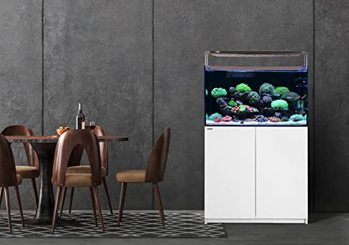 Aquarium Wooden Stand and Cabinet for up to 55 Gal Tank, Fish Reptile Sea Salt WaterTank Stand, Nano Foam Leveling Mat Included, W35.5xD19.7xH31.5 in, Wooden Matte White Painted(Stand Only) - color: White-fig8_inlet, size: W35.4xD19.7xH31.5in(90x50x80cm)