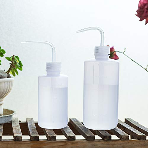 Oubest Squeeze Washing Bottle Succulent Watering Bottle 250ml + 500ml Water Squirt Irrigation Squeeze Sprinkling Can Plastic Wash Plant 2pc - color: White, size: 500ml+250ml