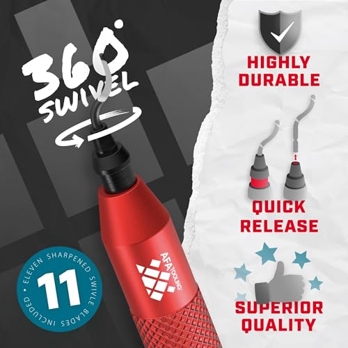 AFA Tooling Deburring Tool & Countersink Hand Reamer, Red CNC Handle | 11 HSS blades with 360-degree rotation & Countersink Hand Reamer make chamfers for 3D printing, metal, PVC, copper - style: Reamer & Deburring Tool