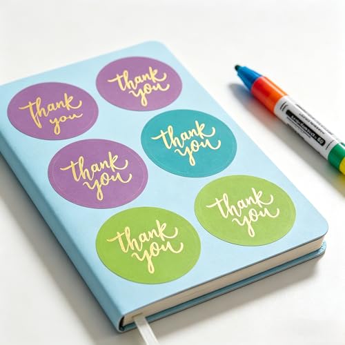 500pcs/Roll, Golden Font Thank You Stickers, Adhesive, 2.54 Cm - color: Colorful 4