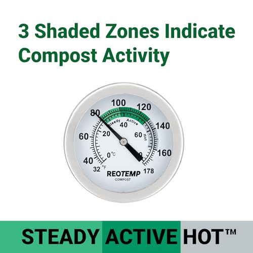 K83B1 12 Inch Soil & Compost Thermometer with Digital Composting Guide, 32-178 Fahrenheit and Celsius