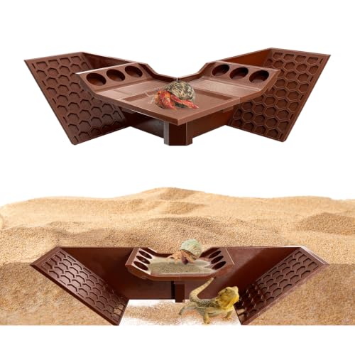 Hermit Crab Cave Hideout, 3-in-1 Underground Tunnel & Climbing Toys, Reptile Tank Accessories Habitat Decor for Hermit Crabs, Geckos, Frogs (Brown) - color: brown