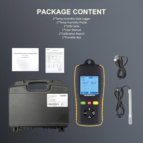 Tzone Wet Bulb Thermometer Dew Point Meter Temperature Humidity Data Logger | usb temp recorder,probe,digital industrial hygrometer,rh recording,auto report,sound alarm,for freezer hvac lab greenhouse