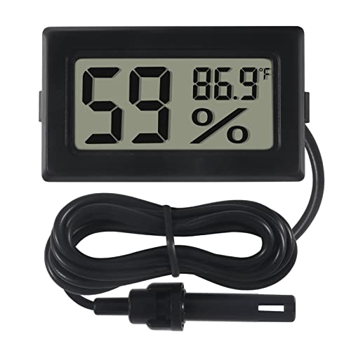 6-Pack Mini Digital Thermometer Hygrometer with Probe Indoor Temperature Humidity Meter Gauge LCD Fahrenheit Display Hygrometer Thermometer Gauge, Black - color: 6PCS Black