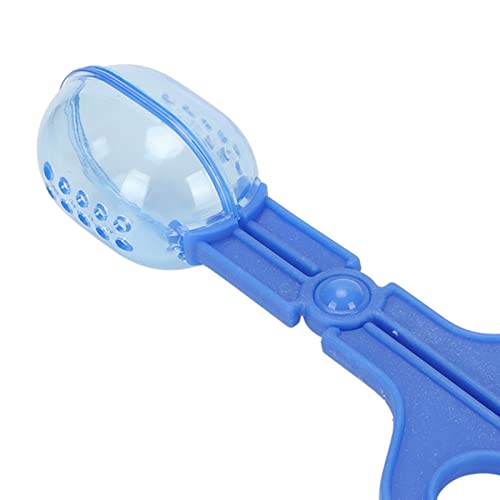 Reptile Poop Bucket Convenient Reptile Feeder Multifunction Tweezers Catcher Clear Valves Safe for (Blue)