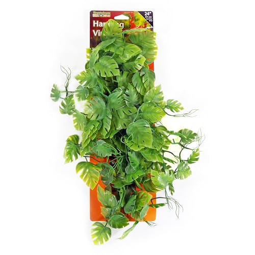 Penn-Plax Reptology Decorative Hanging Terrarium Plant Vines for Reptiles and Amphibians – 24” Length – Green - color: Green, size: 24" Length