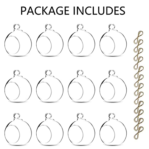 Nuptio 12 Pcs Hanging Tea Light Candle Holders Mini Glass Candle Holder 2.36" Diameter Baubles Globe Garden Ornament, Tealight Holders for Christmas Halloween Wedding Party Decorations for Reception | Clear Reusable Globes, Ready to Hang, Works with Tea L