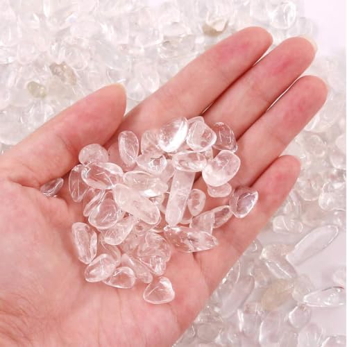 WAYBER Natural Crushed Clear Quartz Decorative Crystal Gravel, 1 Pound | Toxin-Free, Fade-Resistant, Ideal for Reiki Healing, DIY Crafts, Vase Filler, Aquarium & Bonsai Decoration - color: Clear, size: 1 Pound