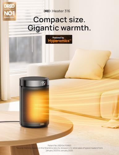 DREO Space Heater, Portable Electric Heaters for Indoor Use with Remote | Adjustable Thermostat, 12H Timer, 5 Mode, 1500W PTC Ceramic Fast Safety Heat for Office Bedroom Home, 34dB Quiet, Black - color: Black