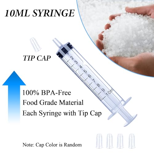100 Pack 10ml Syringes with Cap, Luer Slip Tip, 10cc syringe Whole Pack Bulk Sterile Sealed, No Needle - color: 10ML, size: 100 pcs